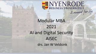 Modular MBA


2021


AI and Digital Security


AISEC
drs. Jan W Veldsink
 