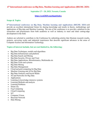 th International conference on Big Data, Machine learning and ...