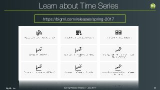 BigML, Inc 33Spring Release Webinar - July 2017
Learn about Time Series
https://bigml.com/releases/spring-2017
 