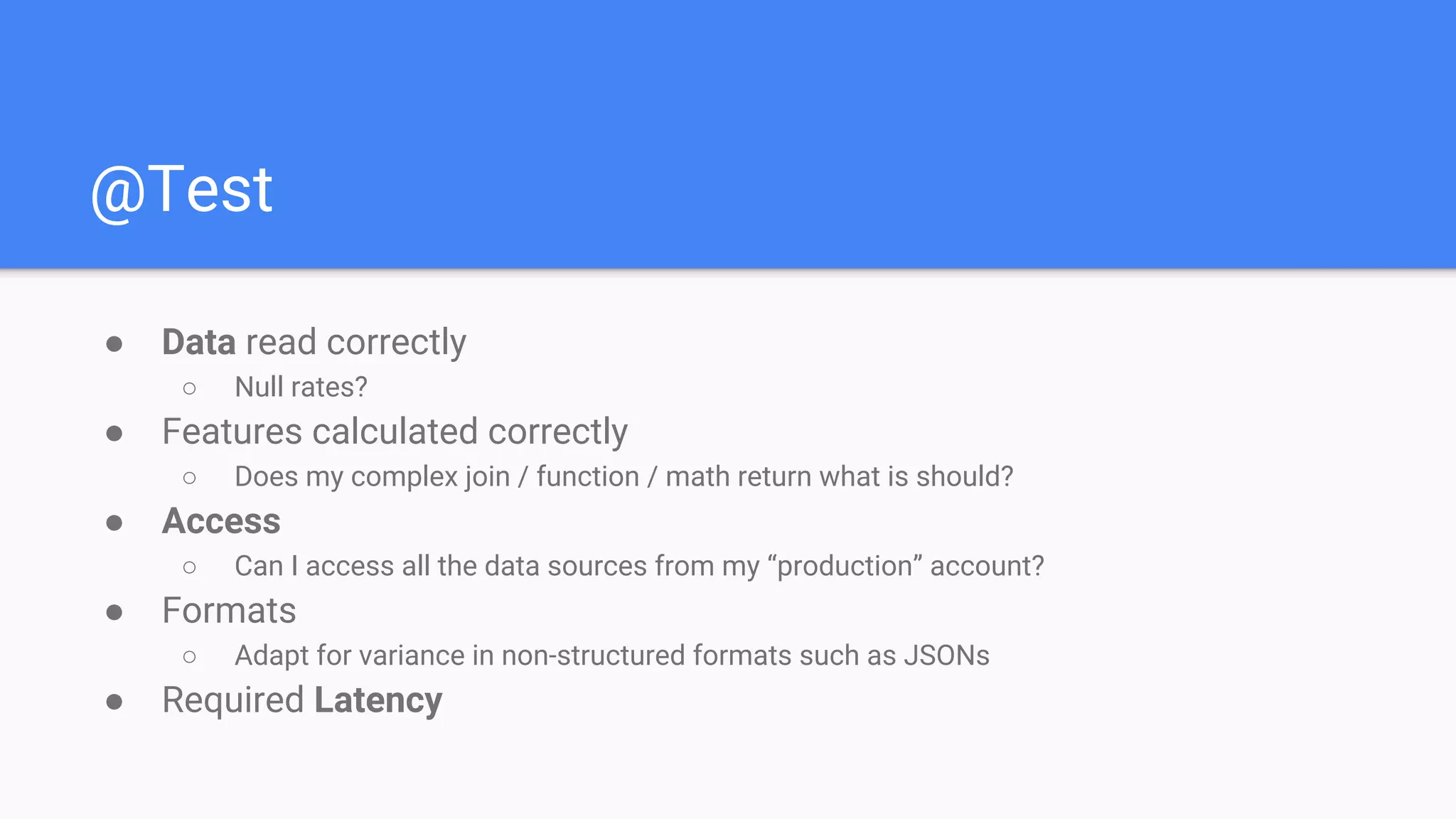 Create a feature generation interface
and some UDFs with Spark. Use later
for both training and scoring purposes
with minor changes.
Reusable flow code
Generate feature matrix
Blackbox from app view
 