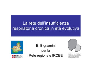 La rete dell’insufficienza
respiratoria cronica in età evolutiva


             E. Bignamini
                 per la
         Rete regionale IRCEE
 
