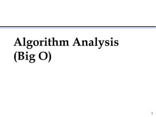 1
Algorithm Analysis
(Big O)
 