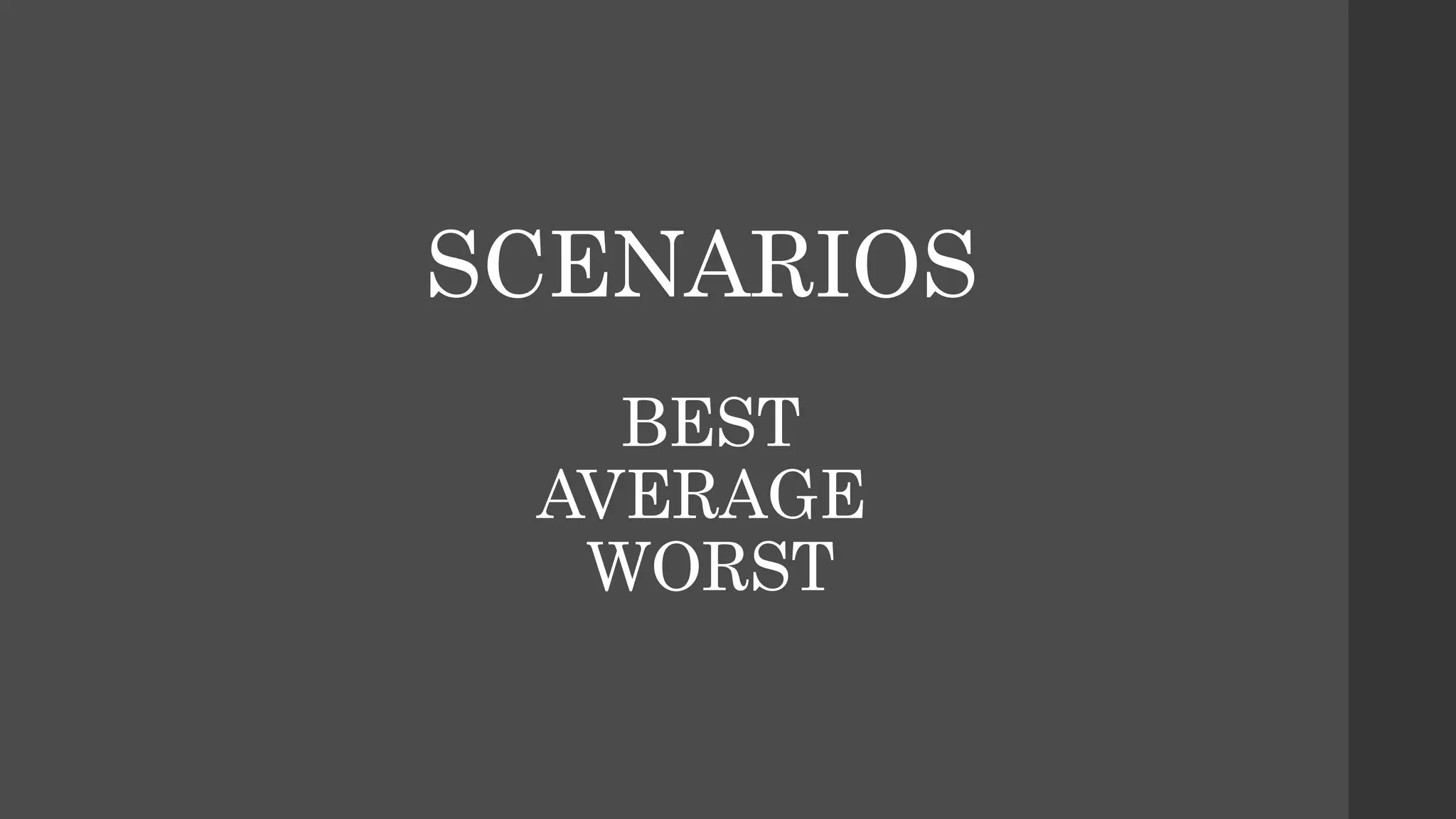 SCENARIOS
BEST
AVERAGE
WORST
 