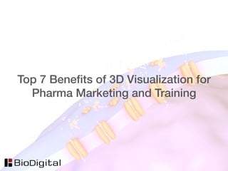 Top 7 Beneﬁts of 3D Visualization for
Pharma Marketing and Training!
 
