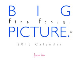 Big picture. Fine focus. 2013 calendar
