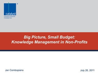 Big Picture, Small Budget:  Knowledge Management in Non-Profits Jan Combopiano July 26, 2011 