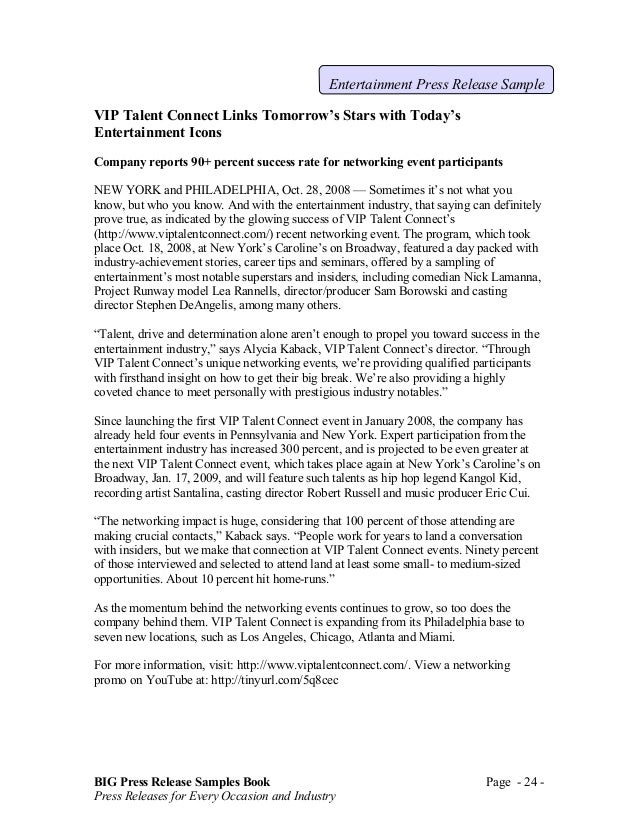 big press release book sample book press releases