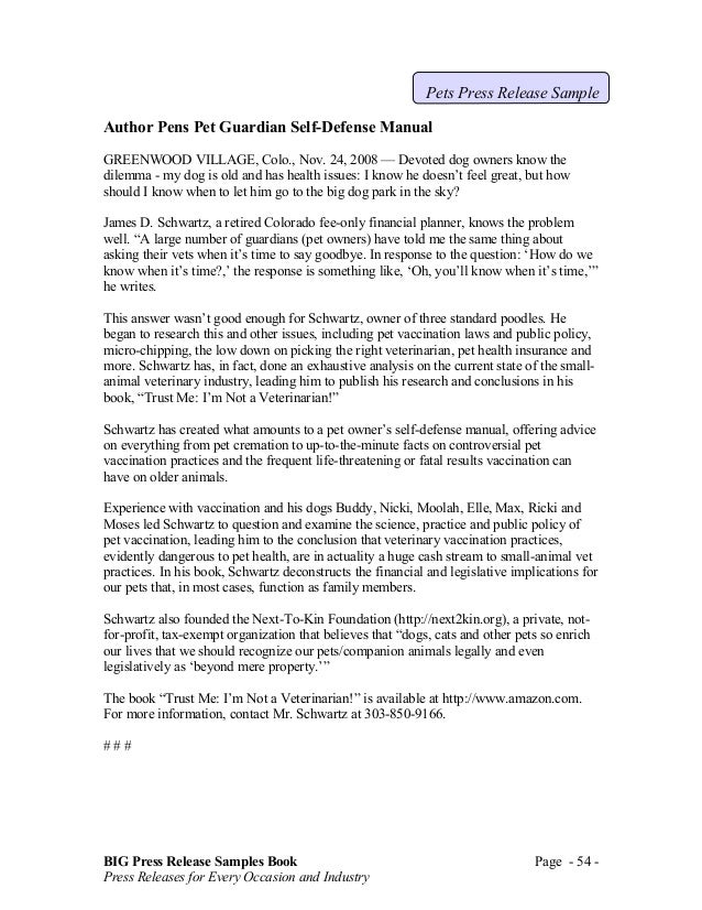 big press release book sample book press releases