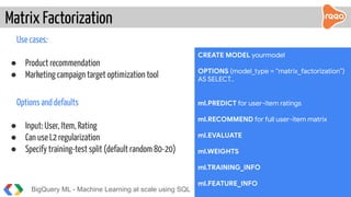 Bigquery Roles Matrix BigQuery ML - Machine learning at scale using SQL | PDF