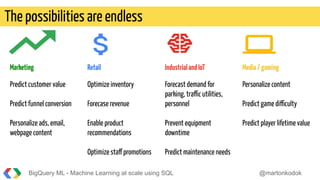 BigQuery ML - Machine learning at scale using SQL | PDF