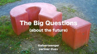 The Big Questions
(about the future)

@albertwenger
partner @usv

 