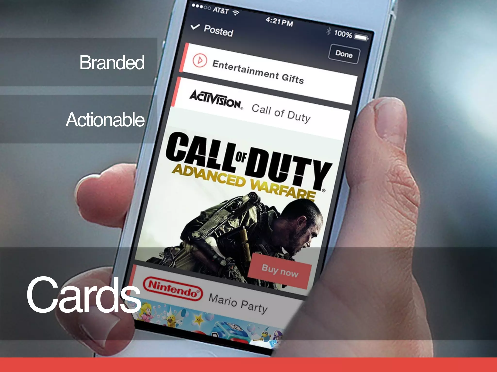 Branded
Actionable
Cards
 