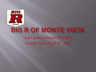 Soft Opened March 18th, 2016
Grand Open April 9th, 2016
 