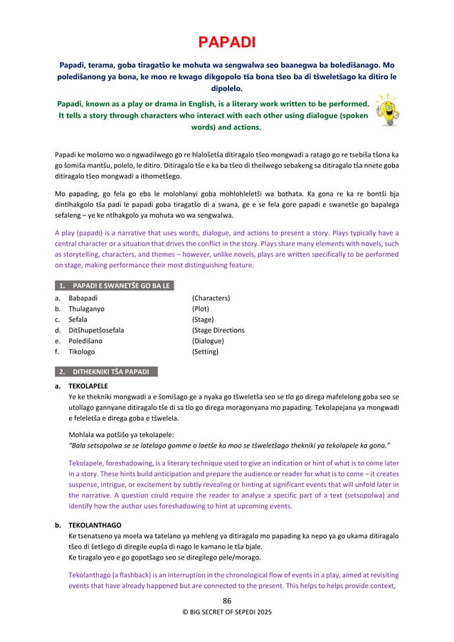 BIG SECRET OF SEPEDI Sepedi Handbook and Study Guide PDF