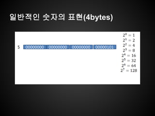 일반적인 숫자의 표현(4bytes)
 