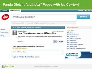 Confidential and Proprietary © Glassdoor, Inc. 2008-2013
Panda Diet: 1. "noindex" Pages with No Content
 