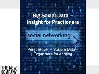 Big Social Data –
Insight for Practioners

Perspektiver – Sosiale Data –
Organisere for endring

1

 