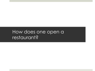 How does one open a
restaurant?

 