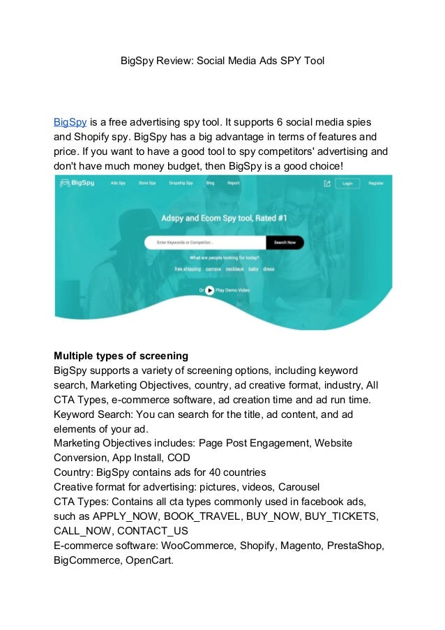 Bigspy review social media ads spy tool