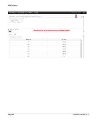IBM Software
Page 86 Introduction to Big SQL
 