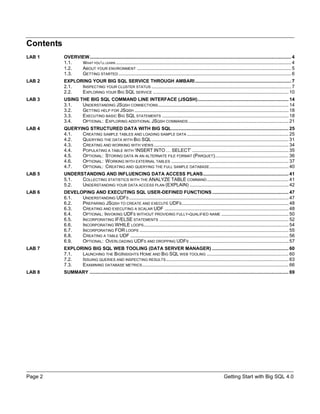 Big Data: Getting started with Big SQL self-study guide | PDF