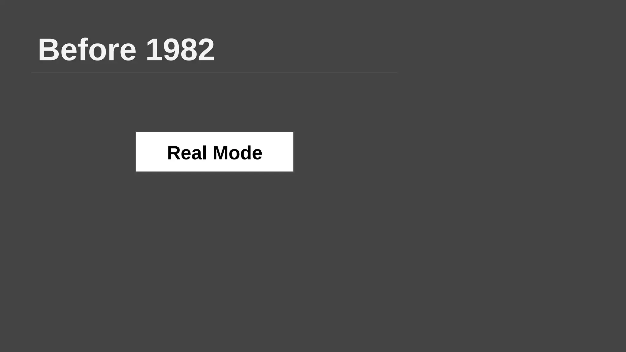 Before 1982
Real Mode
 