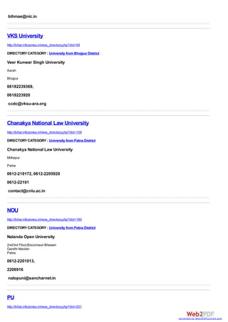 Bihar Directory from Bihar Information Directory PDF Format | PDF