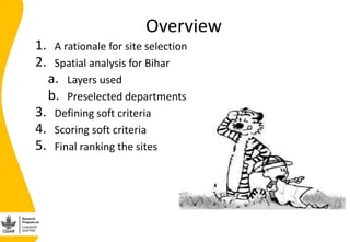 Site selection in the dairy value chain in Bihar state, India