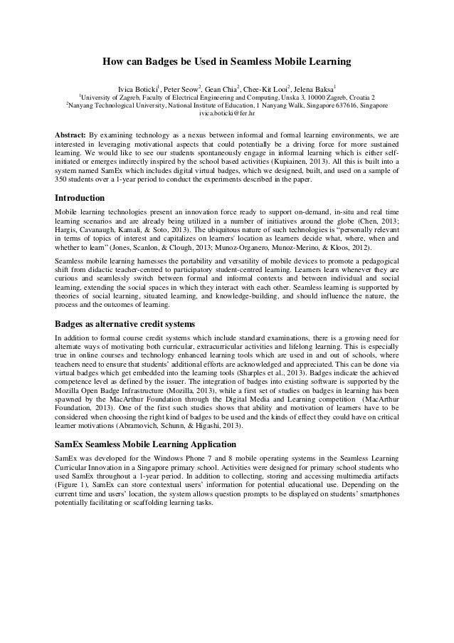 How can Badges be Used in Seamless Mobile Learning