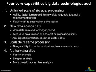 © Third Nature Inc.
Four core capabilities big data technologies add
1. Unlimited scale of storage, processing
▪ Agility, ...