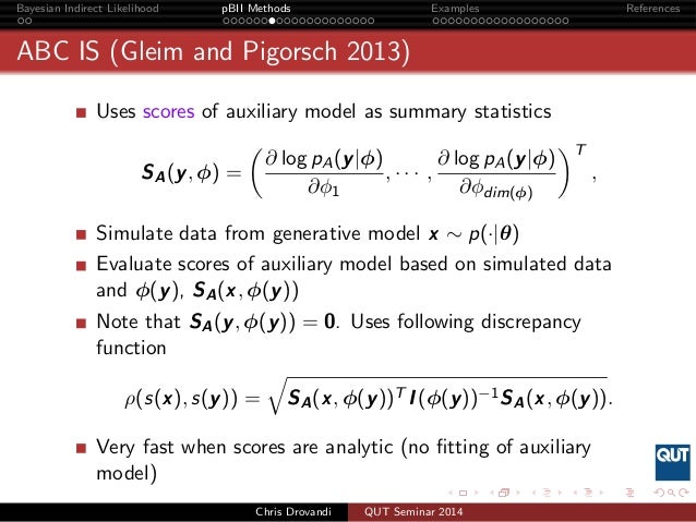 Dr Chris Drovandi Qut Bayesian Indirect Inference Using A Paramet