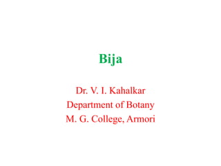 Bija
Dr. V. I. Kahalkar
Department of Botany
M. G. College, Armori