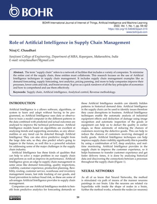 Role of Artificial Intelligence in Supply Chain Management | PDF