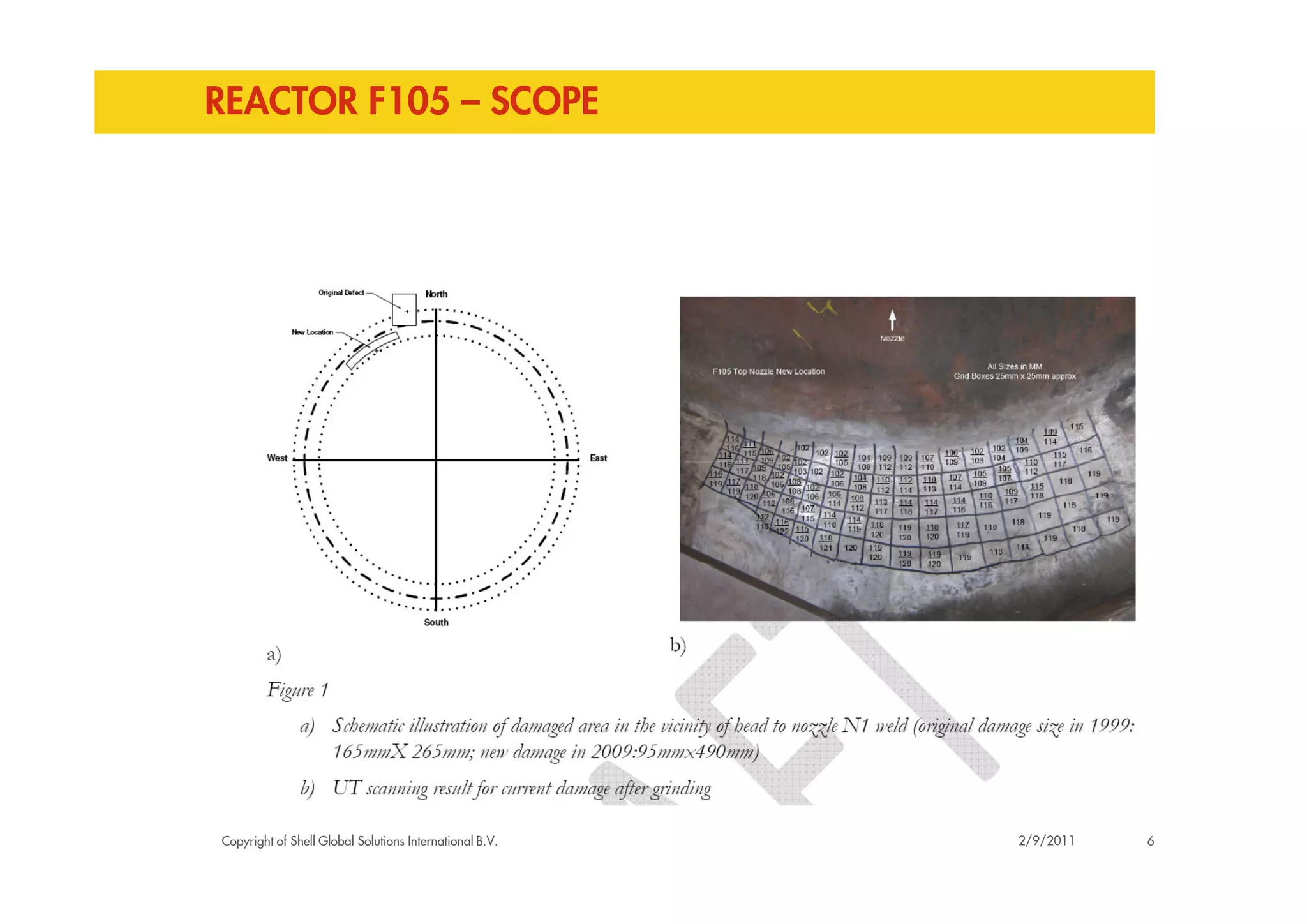 REACTOR F105 – SCOPE
Copyright of Shell Global Solutions International B.V. 62/9/2011
 