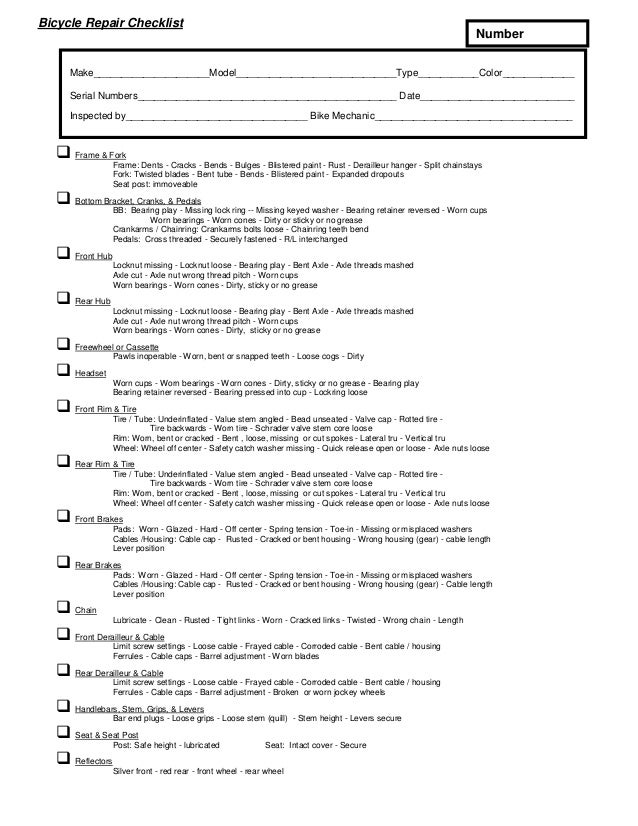 inspection sheet