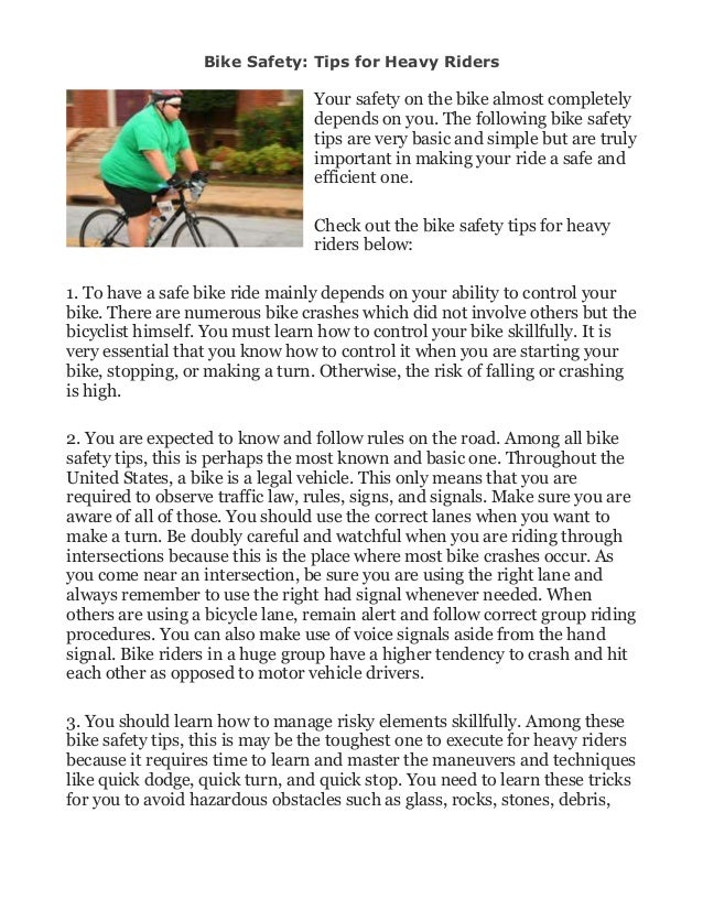 Bike safety tips for heavy riders