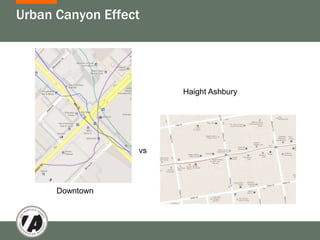 Urban Canyon Effect




                       Haight Ashbury




                  vs




      Downtown
 