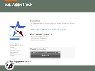 e.g. AggieTrack




  http://aggietrack.com
 