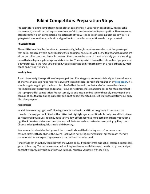 Bikini competitors preparation steps