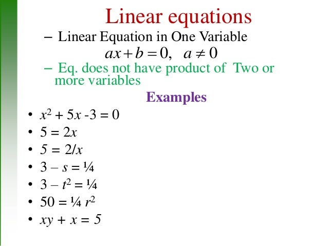 of solution equation linear of example Quadratic Equations Absolute Inequalities Numbers Complex Expressions