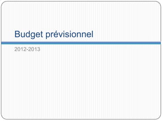 Budget prévisionnel
2012-2013
 