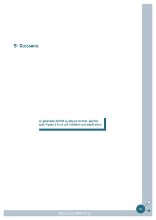 9- GLOSSAIRE




               Le glossaire définit quelques termes parfois
               spécifiques à Inria qui méritent une explication.




                                                                   83
                              Bilan social INRIA 2011
 