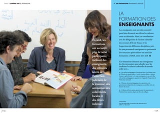 V. un patrimoine transmis & diffusé
116 117
partie 1 lumière sur le patrimoine
la
formation des
enseignants
Les enseignants sont un relais essentiel
pour faire découvrir aux élèves les cultures
extra-occidentales. Ainsi, en coordination
avec les délégations de l’action culturelle
des rectorats d’Île-de-France et les
Inspections de différentes disciplines, près
de 1300 personnels enseignants et personnels
des structures périscolaires ont suivi des
formations à l’IMA, entre 2017-2018 i
légende //
Cours de langue arabe, conversation. IMA, septembre 2015.
CRÉDIT : © Alice Sidoli
Ces formations donnent aux enseignants
les clés nécessaires pour aborder avec les
étudiants la richesse culturelle du monde
arabe avec…
c Des ateliers pédagogiques s’inscrivant dans « Les Rendez-vous
de l’Histoire du monde arabe ». Lors de la 4ème édition, « Arabes,
Français : quelle histoire ! », le corps enseignant a eu un accès libre
à des ateliers pédagogiques, organisé avec l’appui de l’Inspection de
l’Education nationale.
c Plusieurs dossiers pédagogiques des expositions, mis
gratuitement à disposition des enseignants, accessibles via le site
Internet du musée.
c L’édition de livrets-jeune, qui présentent les expositions de
l’Institut d’une manière adapté aux élèves de collèges.
En 2018, les
formations
ont accueilli
plus de 2000
participants,
incluant des
enseignants,
des référents
laïcité de la
Protection
judiciaire de
la jeunesse, des
animateurs des
collectivités
locales et
des élèves
infirmier
 