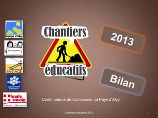 Communauté de Communes du Pays d’Alby

Chantiers éducatifs 2013

1

 