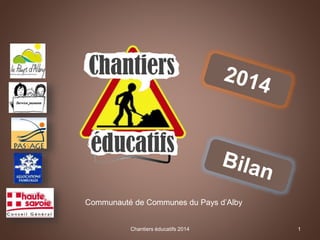 Chantiers éducatifs 2014 1
Communauté de Communes du Pays d’Alby
 