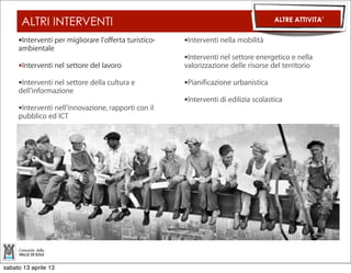 RACCOLTA E SMALTIMENTO DEI R.S.U            AMBIENTE



     PARTE STRAORDINARIA

     Nella parte straordinaria sono previsti €
     732.886,00 di cui € 720.000,00 per
     l’acquisto delle calotte finanziate per €
     531.886,00 sul FUT,




sabato 13 aprile 13
 