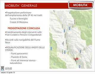 LO SVILUPPO DELLA GEOTERMIA             ENERGIA




       Fase preliminare e progettuale
       terminata il 30 giugno 2012.

       Presentata domanda su progetto
       leader per procedere con indagini
       geotermiche (secondo step)

       Non finanziata sui bandi 2012
       contiamo di rientrare sul bando 2013




sabato 13 aprile 13
 
