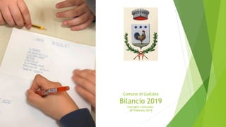 Comune di Galliate
Bilancio 2019
Consiglio Comunale
28 Febbraio 2019
 