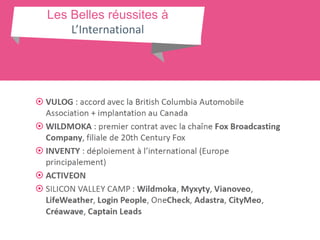 Les Belles réussites à
L’International
 