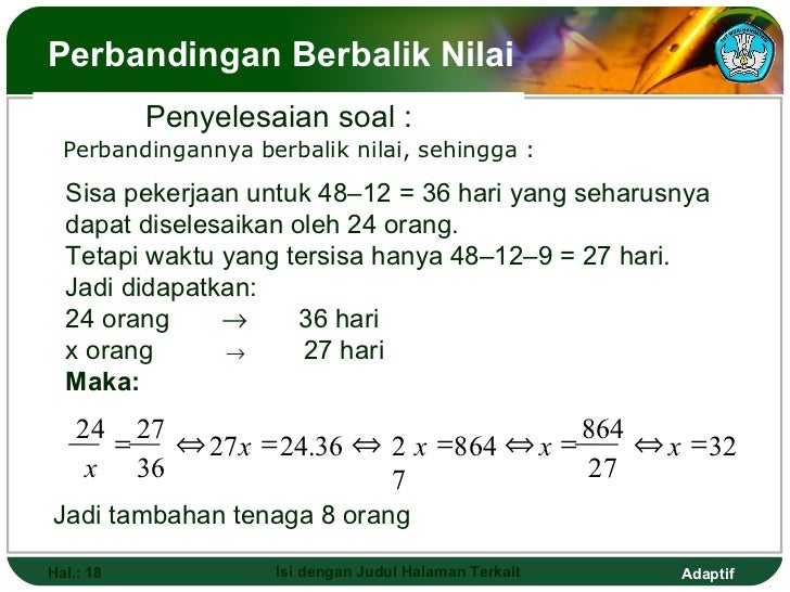 Rumus Perbandingan Berbalik Nilai